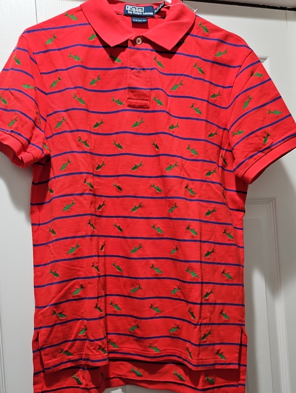 POLO by Ralph Lauren Red Striped Polo Shirt with Green Embroidery